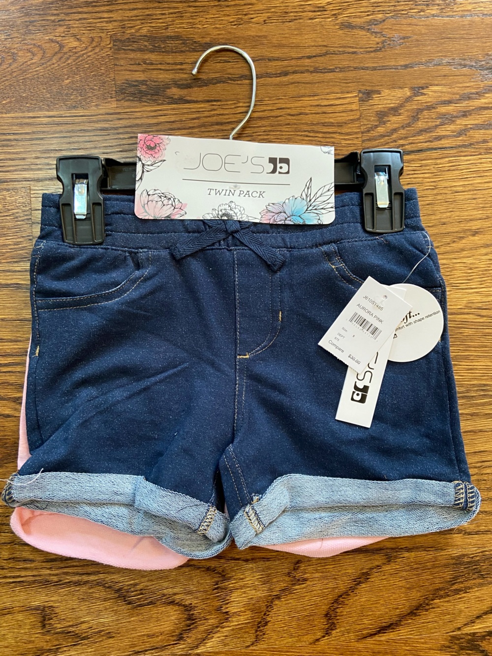 Joe's Jeans Navy Blue and Pink  Girls Size 5‎ Twin Pack Stretchy Shorts NWT
